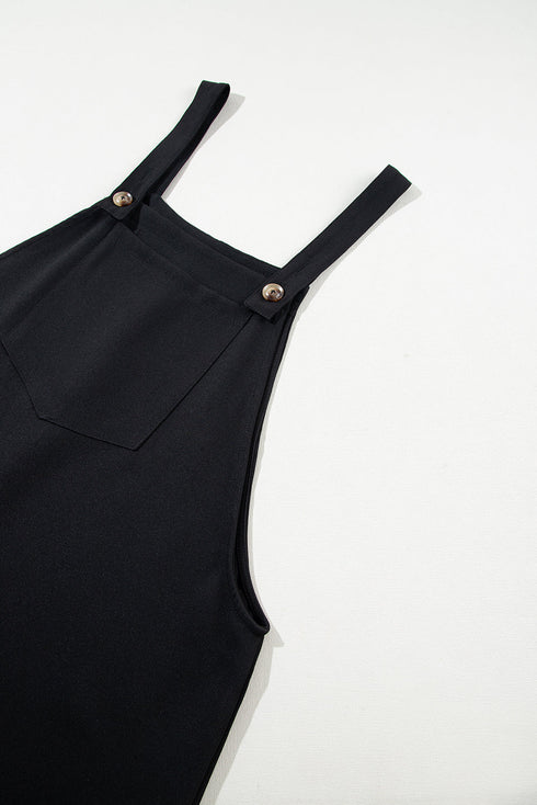 Minimalist Button Strap Pinafore Overall Dress