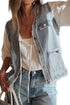 Modern Solid Frayed Edge Flap Pocket Denim Vest