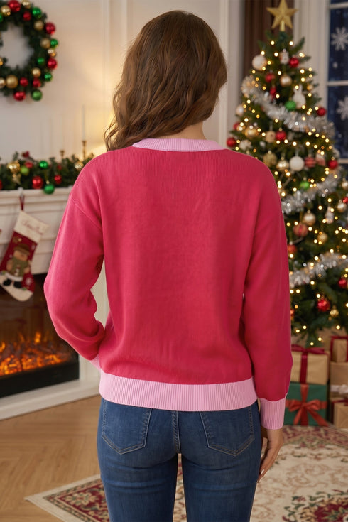 Drop Shoulder Round Neck Letter Print Sweater