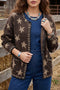 Polyester Stars Pattern Long Sleeve Shift Cardigan