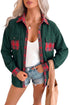 Plaid Pocket Button Long Sleeve Shift Jacket