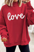 Sketch Heart Graphic Mock Neck Pullover Sweatshirt