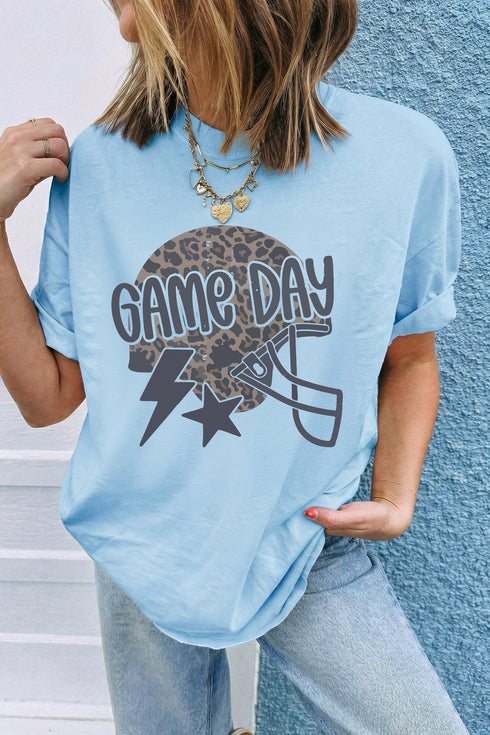Leopard Print Lightning Star Helmet Graphic Tee