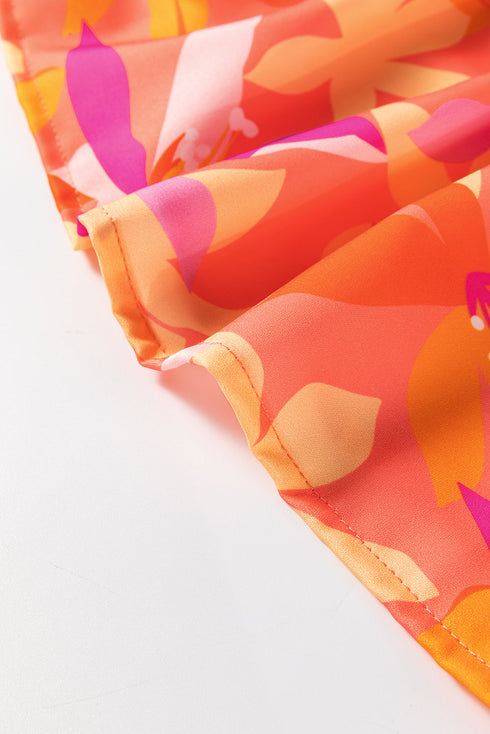 Abstract Print Ruffled Sleeve A Line Mini Dress