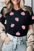 Sequined Plaid Pumpkin Round Neck Graphic Sweatshirt