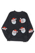Distressed Wash Sequin Santa Graphic Crew Neck Sweatshirt