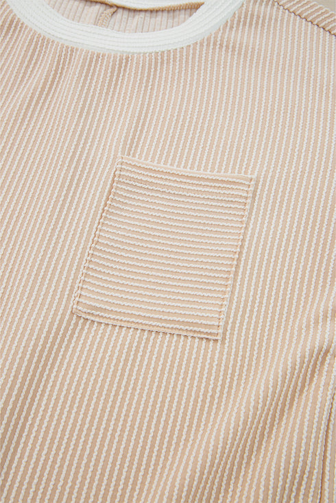 Twisted Ribbed Contrast Trim Shift T Shirt Dress