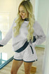 Polka Dot Patchwork Mock Neck Pullover Short Set