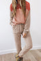 Corded Textured Long Sleeve Pullover And Pant Set