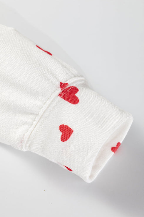 Coquette Heart Print Long Sleeve Top Drawstring Pant Loungewear