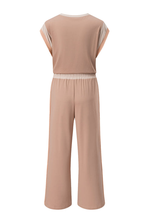 Geometric Block Pattern Trim Detail Pant Set