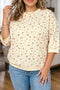 Polyester Elastane Floral Print Cuffs Hem Blouse
