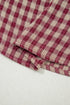 Country Plaid Keyhole Pleated Button Detail Long Sleeve Blouse