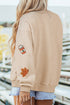 Sequin Leaf Drinks Patch Graphic Mock Neck Sweatshirt