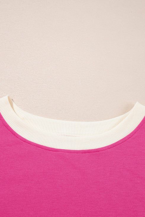 Contrast Trim Drop Shoulder Two Piece Skort Set