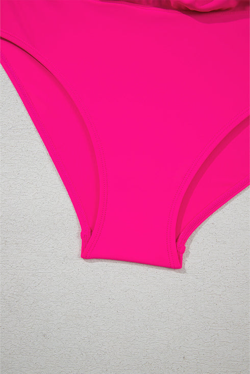 Leopard Print Asymmetrical Strap Swim Tankini Top