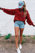 Racing Ribbed Drop Shoulder Cutout Back Sweatshirt