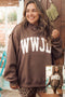 Letter Print Mock Neck Oversized Long Sleeve Sweatshirt