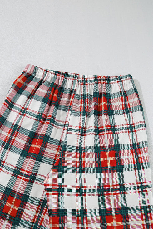 Plaid Print Long Sleeve Two Piece Pajama Set Sleepwear
