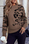 Abstract Animal Pattern Crew Neck Knit Sweater