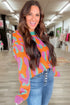 Abstract Animal Print Crew Neck Knit Sweater