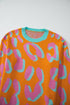 Abstract Animal Print Crew Neck Knit Sweater