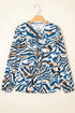 Abstract Animal Print Puff Sleeve Tie Front Blouse