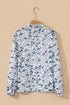 Abstract Animal Print Quarter Zip Kangaroo Pocket Pullover