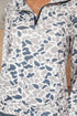 Abstract Animal Print Quarter Zip Kangaroo Pocket Pullover