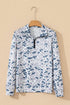Abstract Animal Print Quarter Zip Kangaroo Pocket Pullover