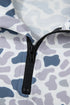 Abstract Animal Print Quarter Zip Kangaroo Pocket Pullover