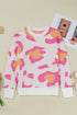 Abstract Animal Print Relaxed Crew Neck Knit Sweater