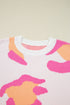 Abstract Animal Print Relaxed Crew Neck Knit Sweater