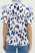 Abstract Animal Print Striped Ruffle Trim V Neck Blouse