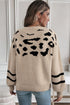 Abstract Animal Print Striped Sleeve Crew Neck Sweater