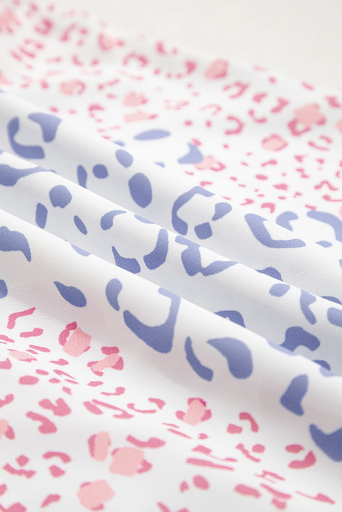 Abstract Animal Print V Neck Dolman Sleeve Blouse