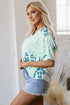 Abstract Animal Print V Neck Dolman Sleeve Blouse