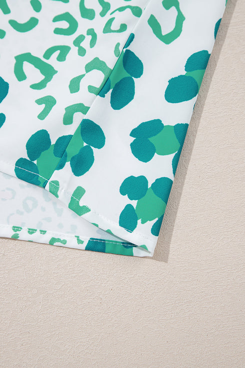 Abstract Animal Print V Neck Dolman Sleeve Blouse