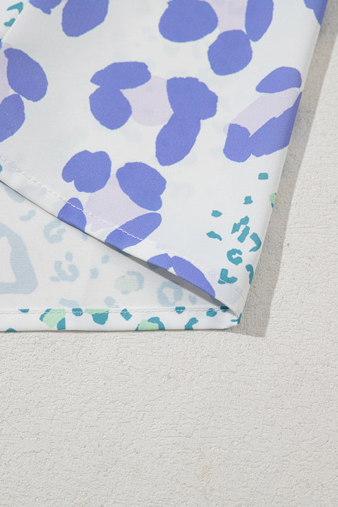 Abstract Animal Print V Neck Dolman Sleeve Blouse