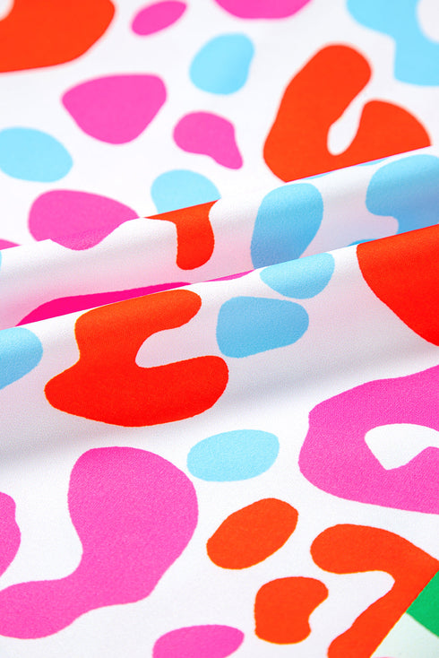 Abstract Animal Print V Neck Woven Top