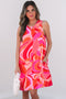Abstract Blossoms Sleeveless Shift Dress