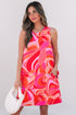 Abstract Blossoms Sleeveless Shift Dress