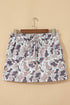 Abstract Camo Print Elastic Waist Drawstring Mini Skirt