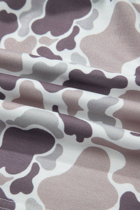Abstract Camo Print Elastic Waist Drawstring Mini Skirt