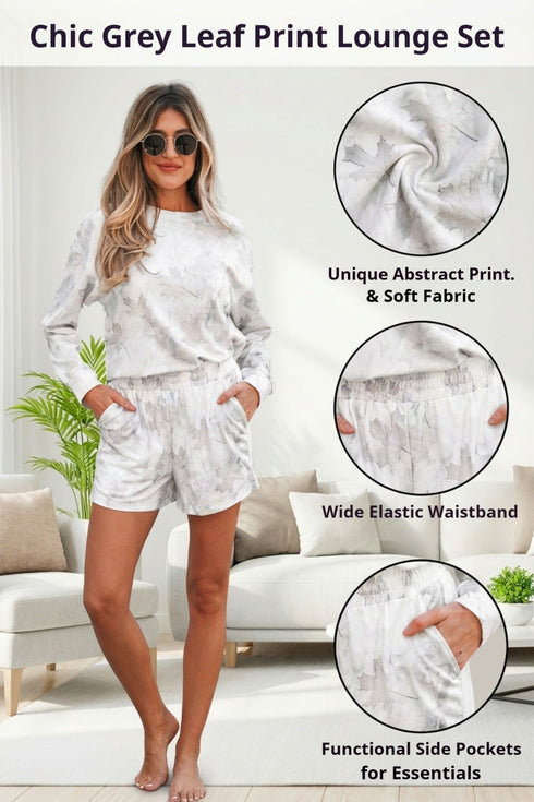 Abstract Camo Print Pullover Top And Casual Short Set