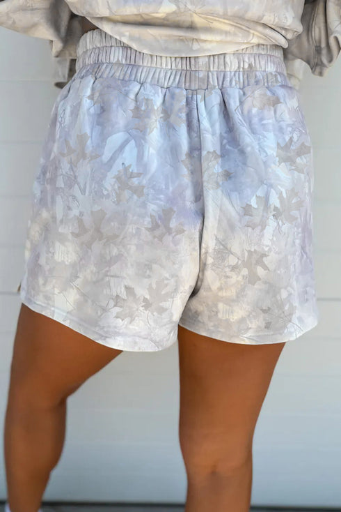 Abstract Camo Print Pullover Top And Casual Short Set