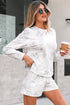Abstract Camo Print Pullover Top And Casual Short Set