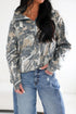 Abstract Camo Print Quarter Zip Kangaroo Pocket Pullover Sweatshirt
