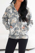 Abstract Camo Print Quarter Zip Kangaroo Pocket Pullover Sweatshirt