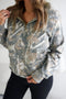 Abstract Camo Print Quarter Zip Kangaroo Pocket Pullover Sweatshirt